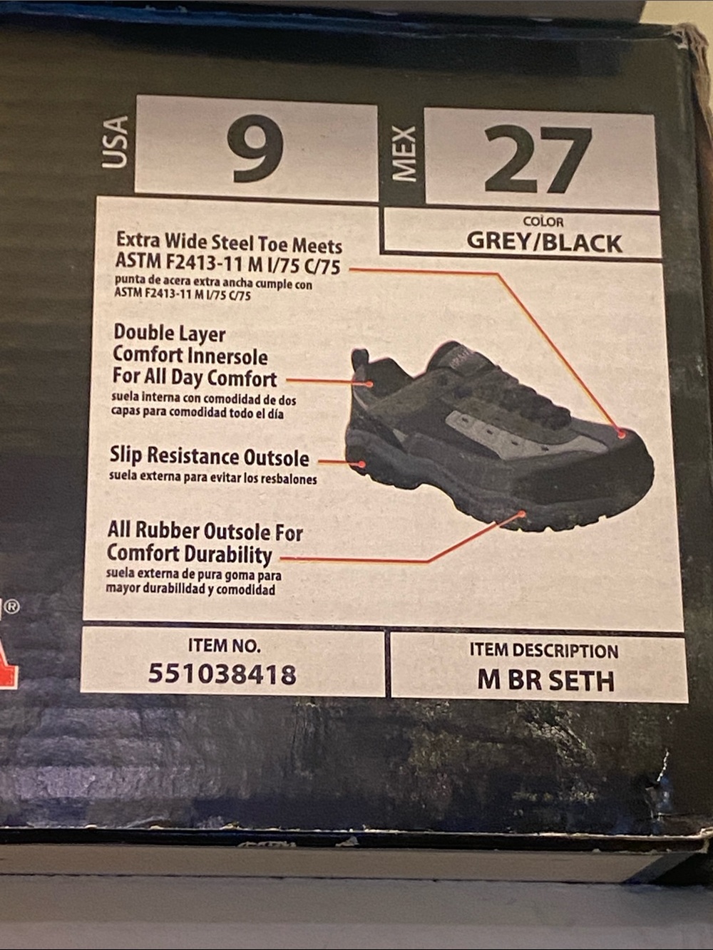 Brahma Grey/Black Athletic Work Shoe